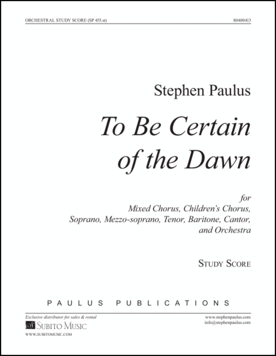To Be Certain of the Dawn - study score