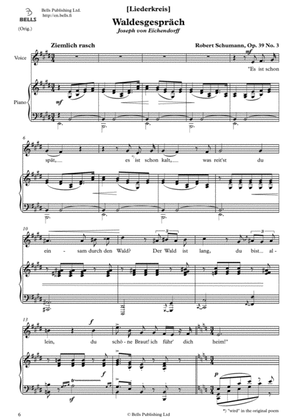 Waldesgesprach, Op. 39 No. 3 (Original key. E Major)