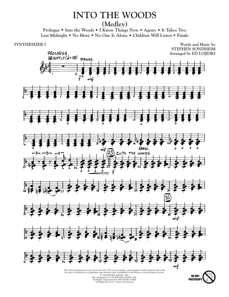 Into The Woods (Medley) - Synthesizer I Choir scores gallery preview page 1