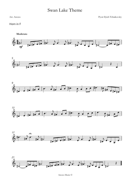 the swan lake theme sheet music for beginners Horn and Bassoon image number null