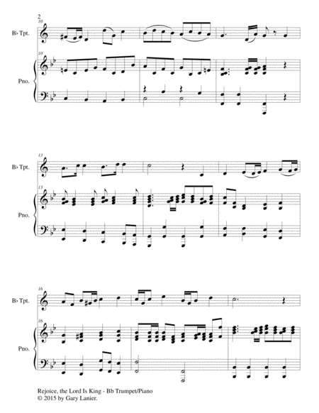 REJOICE, THE LORD IS KING (Duet – Bb Trumpet and Piano/Score and Parts) image number null
