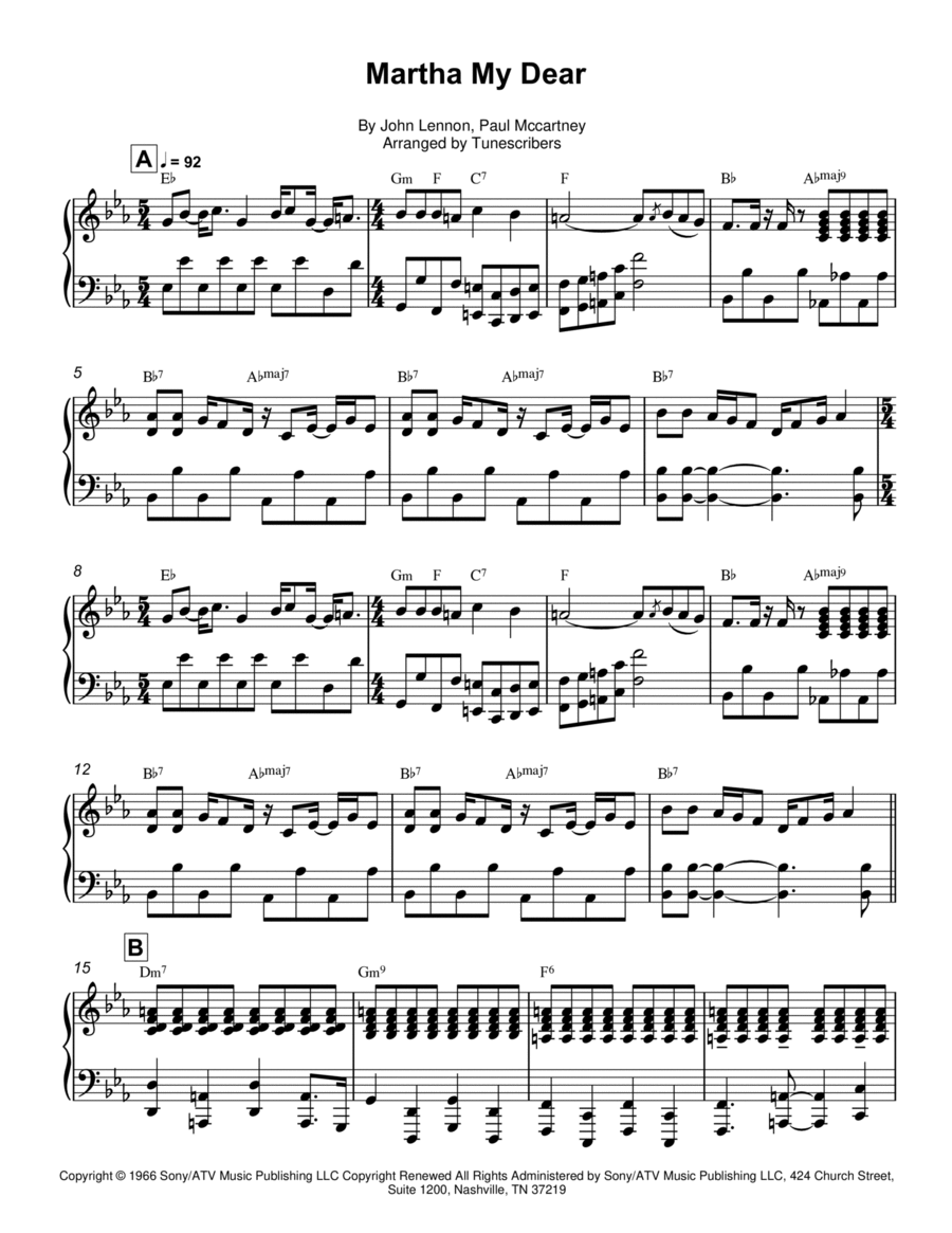 Martha My Dear Piano Solo scores gallery preview page 1