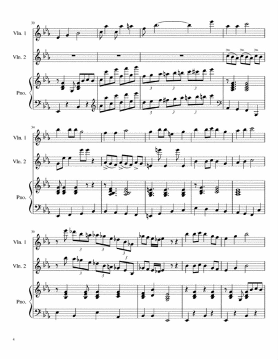 Winter Medley for Two Violins and Piano (Up On The Housetop, Jolly Old Saint Nick and Jingle Bells) Violin scores gallery preview page 4