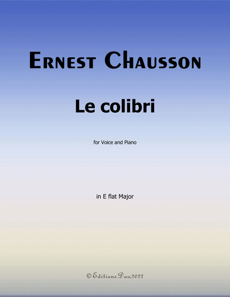Le colibri, by Chausson, in E flat Major Voice scores gallery preview page 1