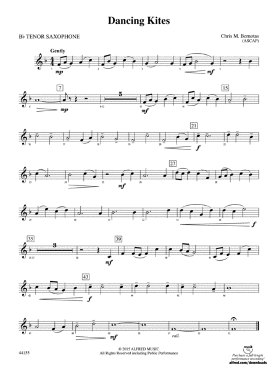 Dancing Kites: B-flat Tenor Saxophone Concert Band scores gallery preview page 1