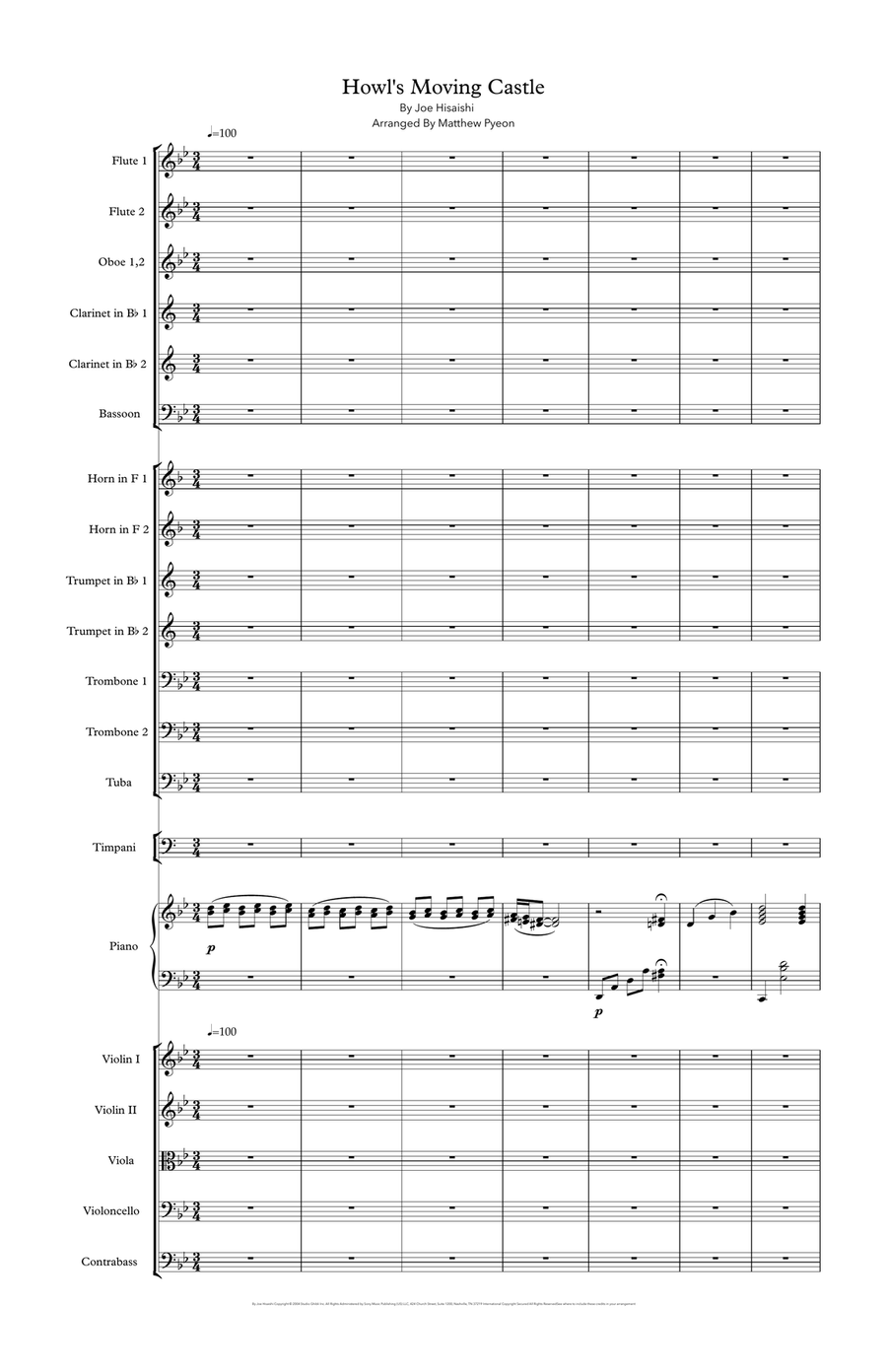 Howl's Moving Castle Full Orchestra scores gallery preview page 1