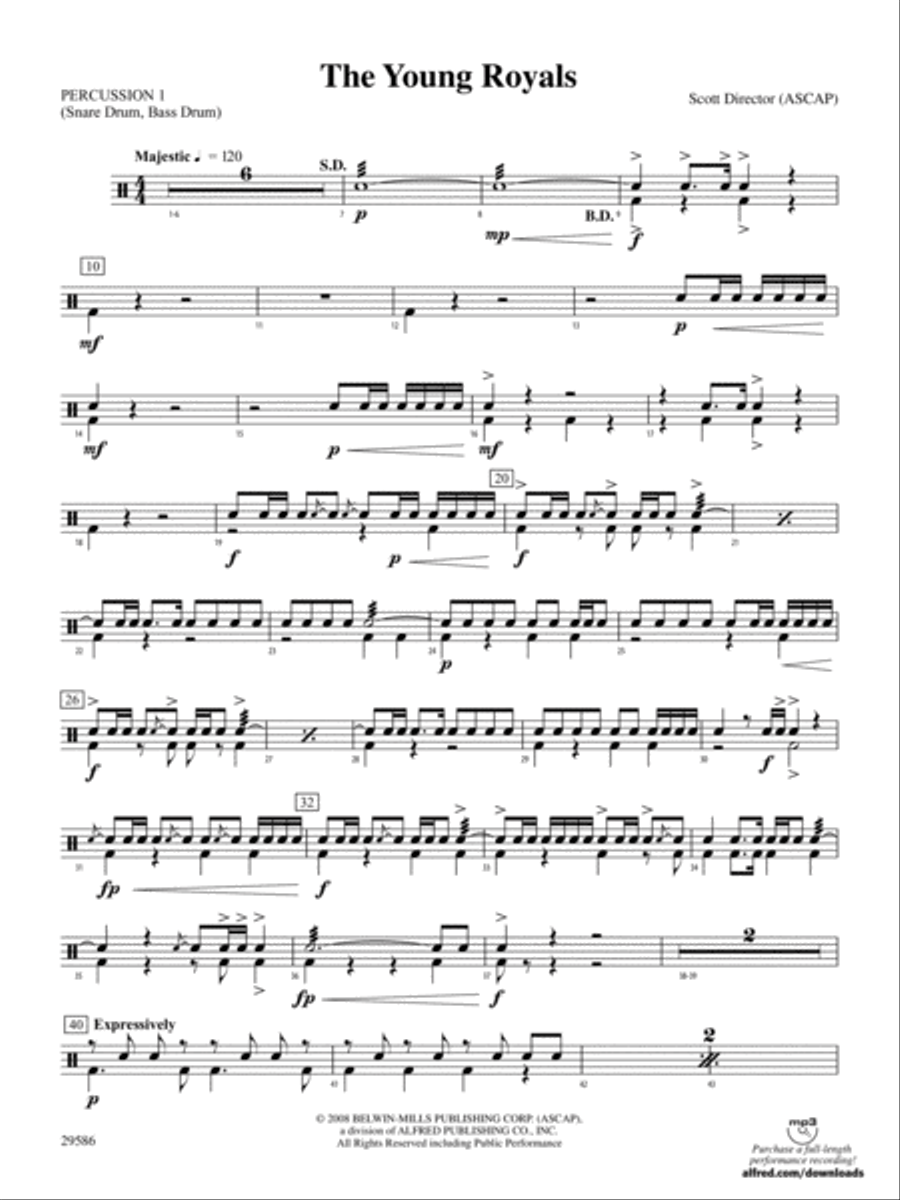The Young Royals: 1st Percussion Concert Band scores gallery preview page 1
