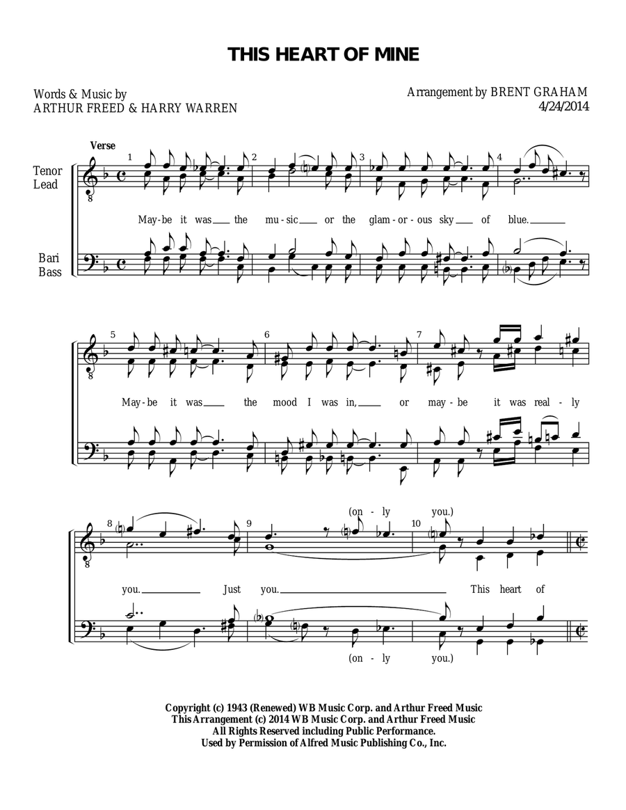 This Heart Of Mine TTBB scores gallery preview page 1