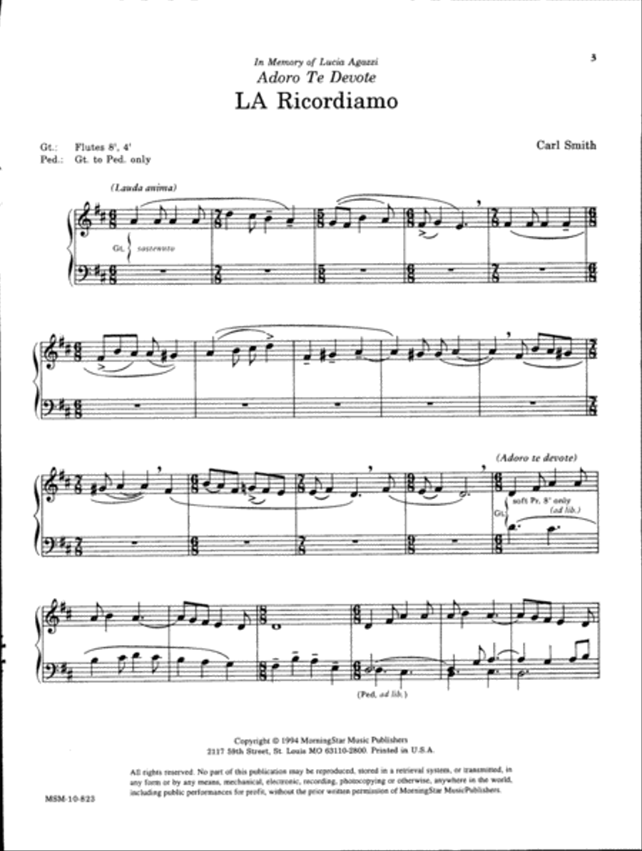 Adoro te Devote/La Ricordiamo Organ scores gallery preview page 2