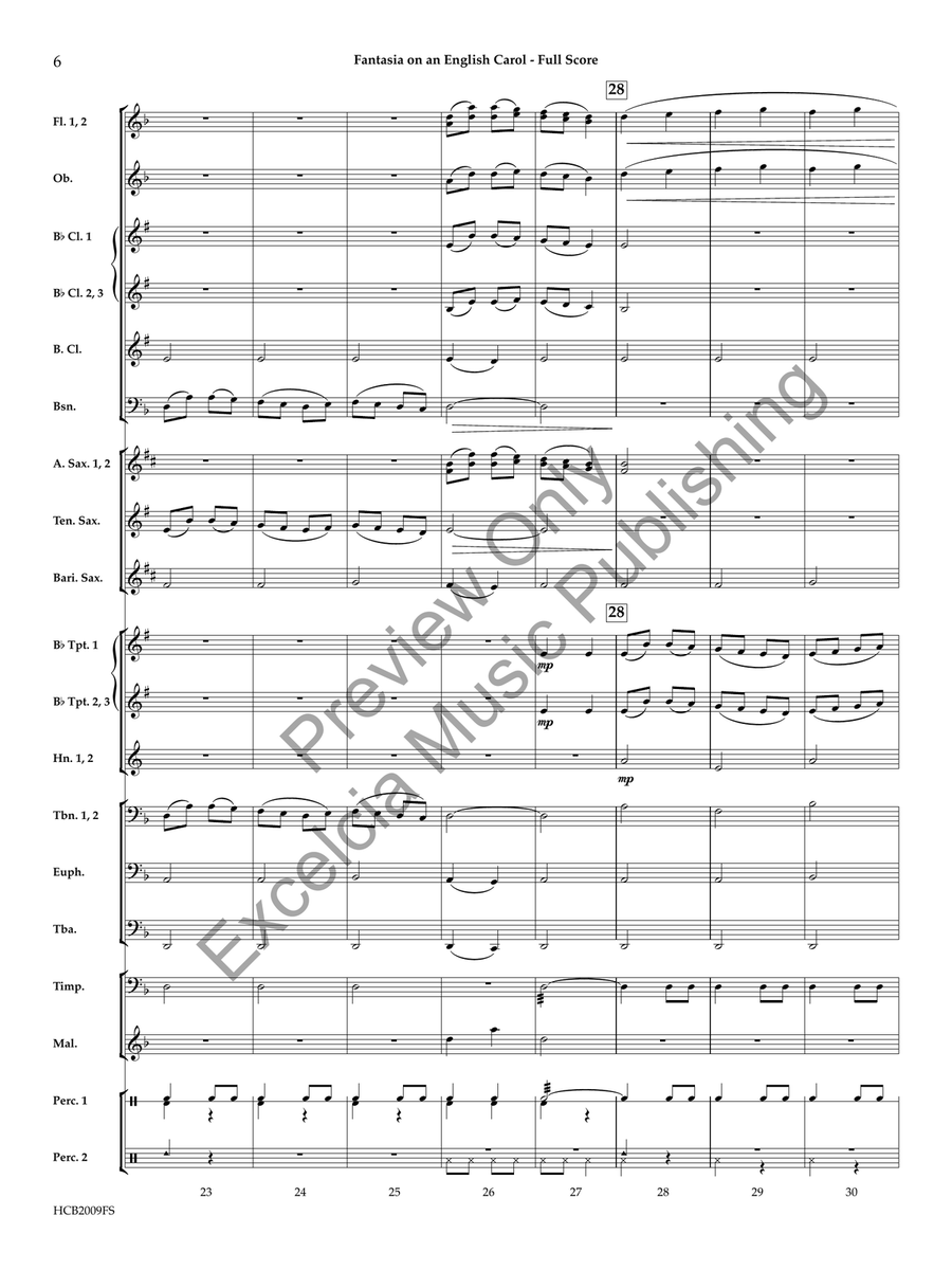 Fantasia on an English Carol (Score) Concert Band scores gallery preview page 7