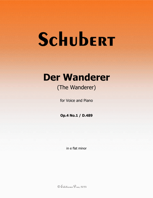 Book cover for Der Wanderer, by Schubert, Op.4 No.1, in e flat minor