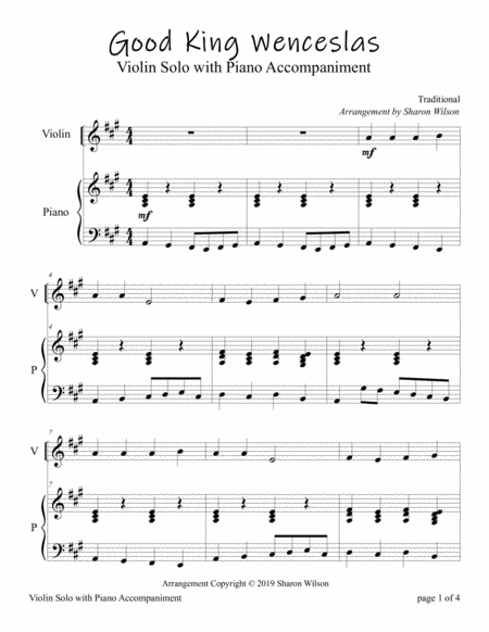 Good King Wenceslas (Easy Violin Solo with Piano Accompaniment) image number null
