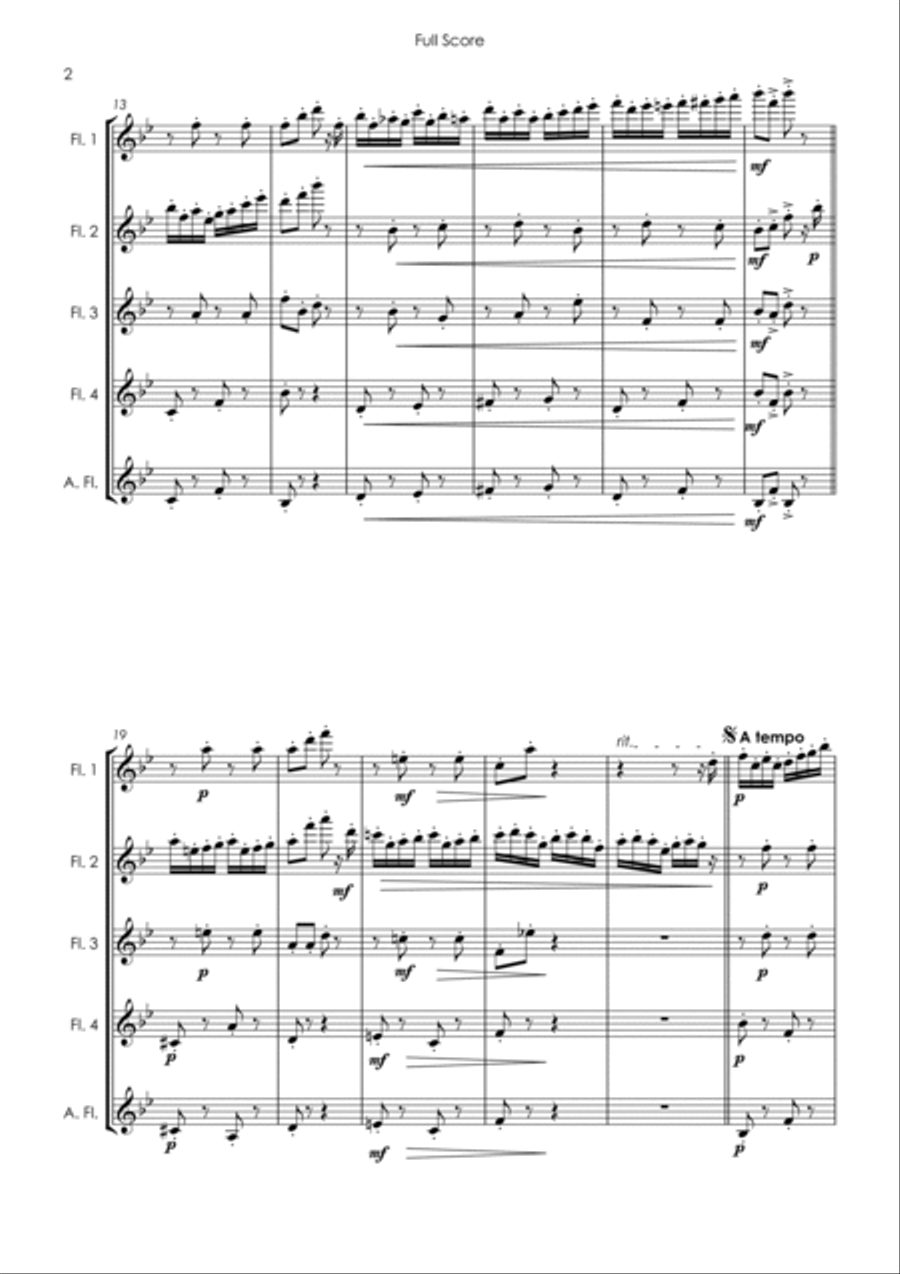 Pizzicati from ’Sylvia’ - flute quartet Flute Quartet scores gallery preview page 6