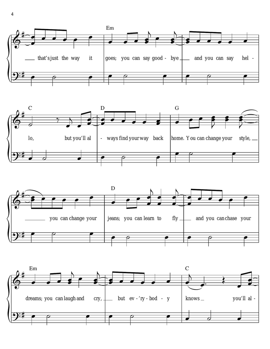 You'll Always Find Your Way Back Home Easy Piano scores gallery preview page 4