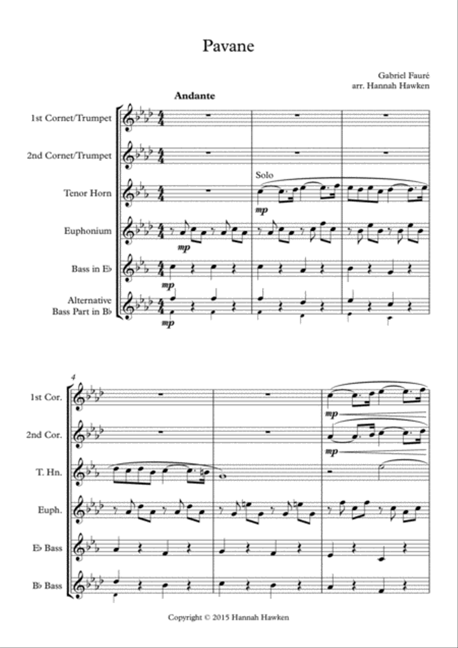 Pavane (Op. 50) - Brass Quintet Brass Quintet scores gallery preview page 1
