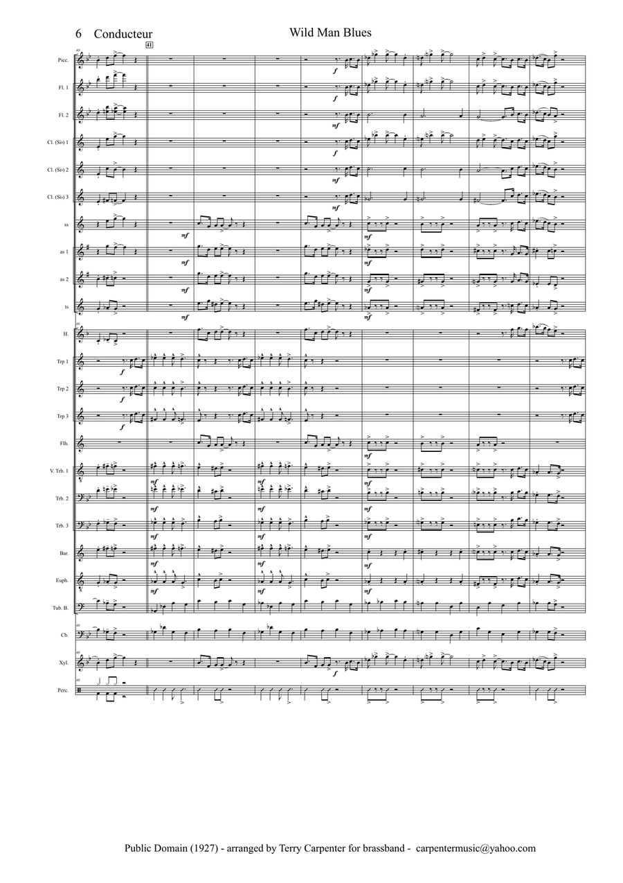 Wild Man Blues (Armstrong) for brassband Jazz Ensemble scores gallery preview page 6