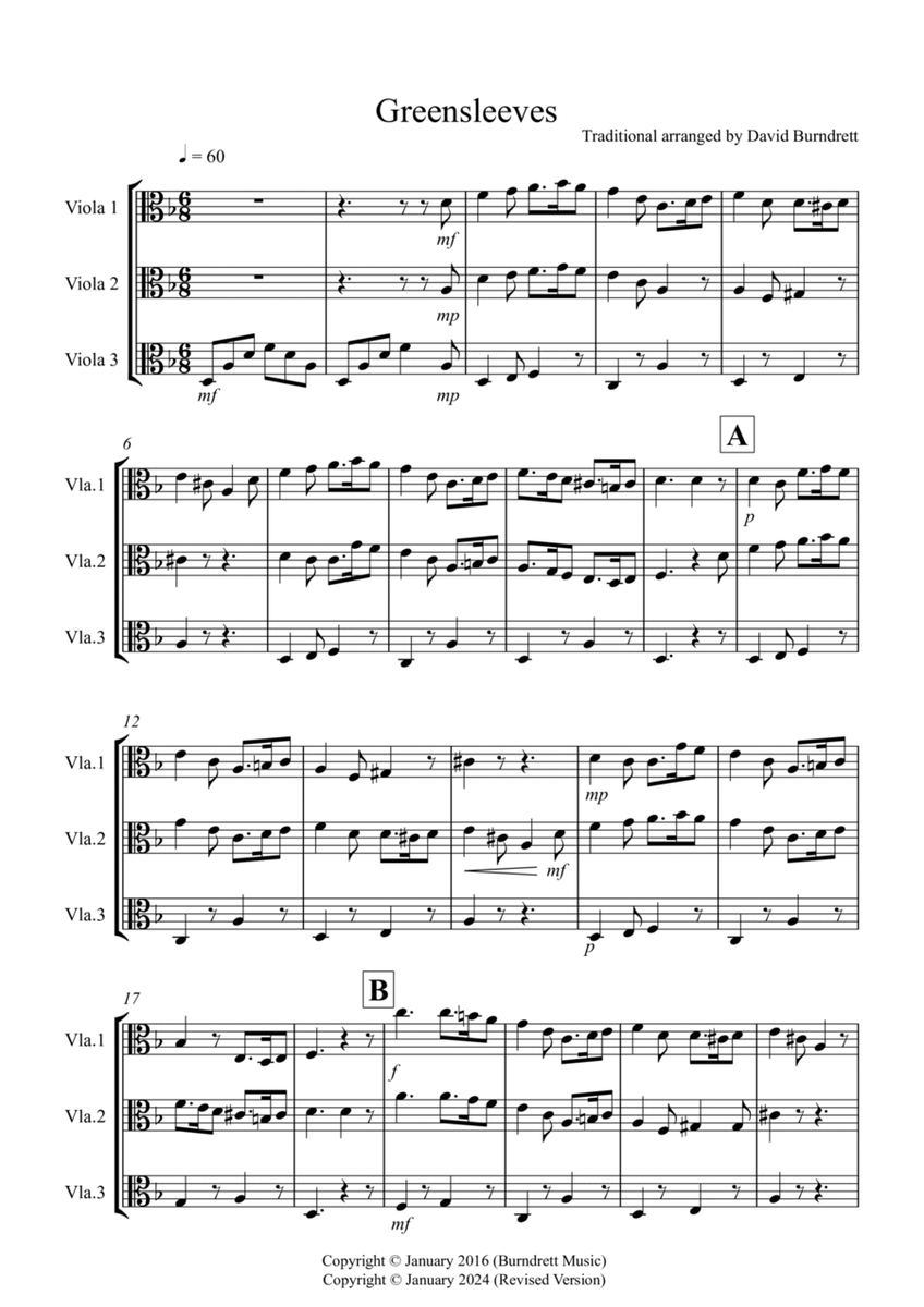 Greensleeves for Viola Trio image number null