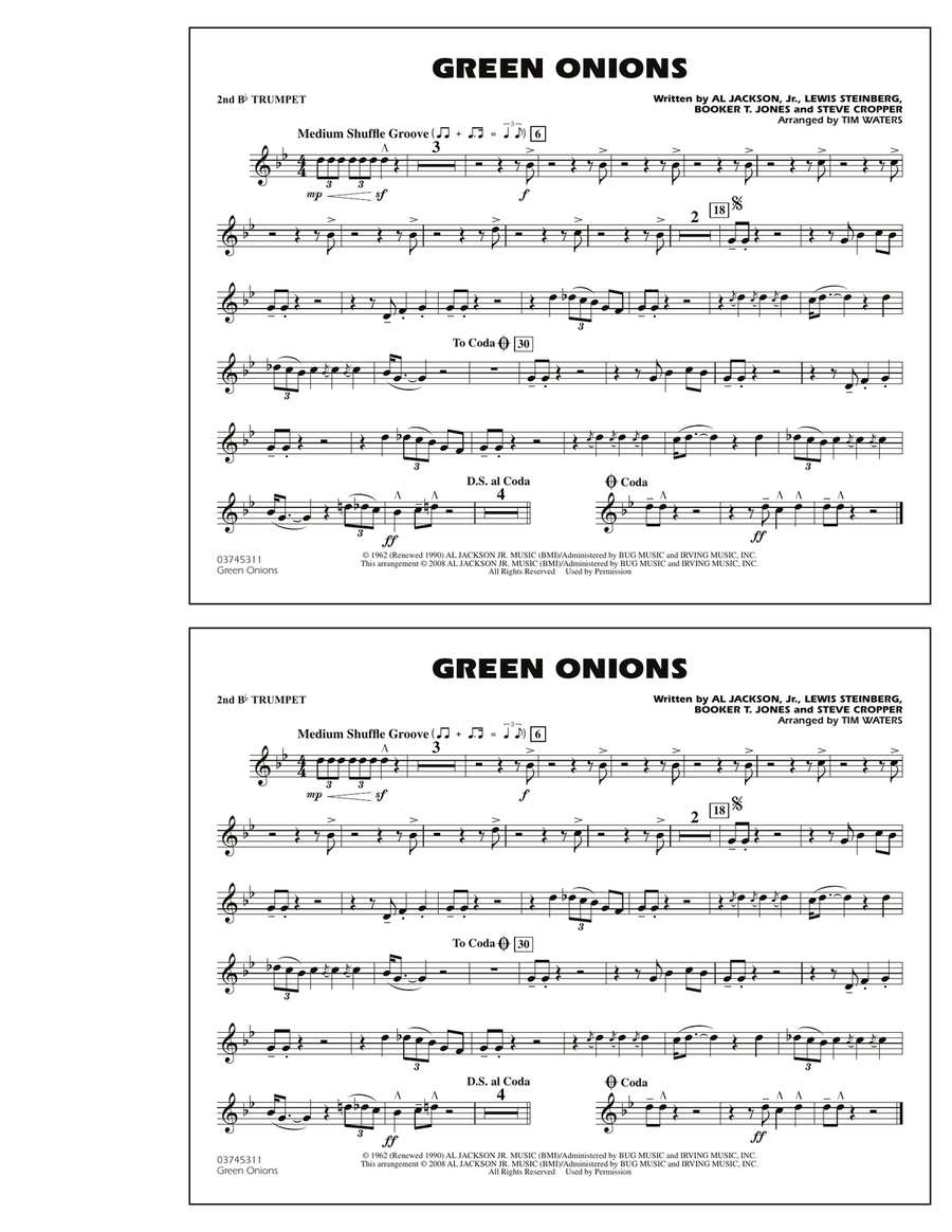 Green Onions - 2nd Bb Trumpet Marching Band scores gallery preview page 1
