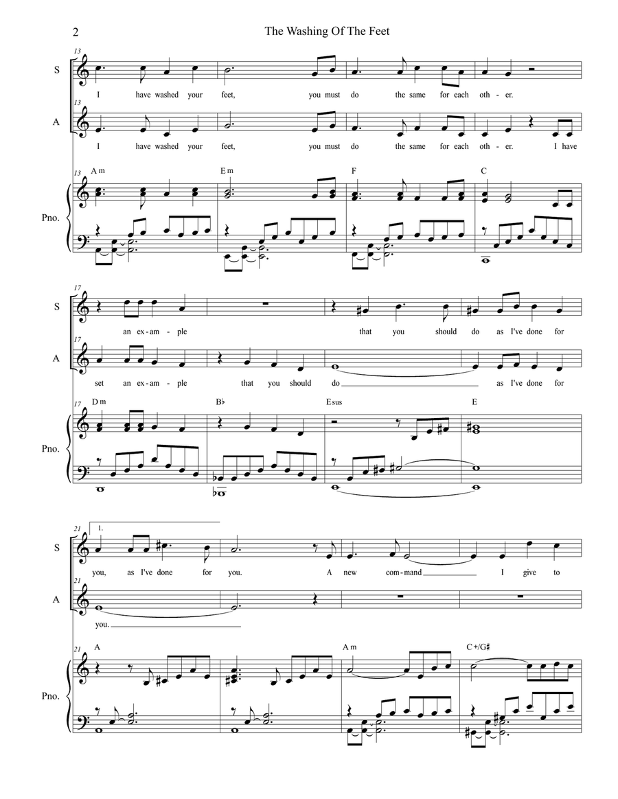 The Washing Of The Feet (2-part choir - (SA) SA scores gallery preview page 2