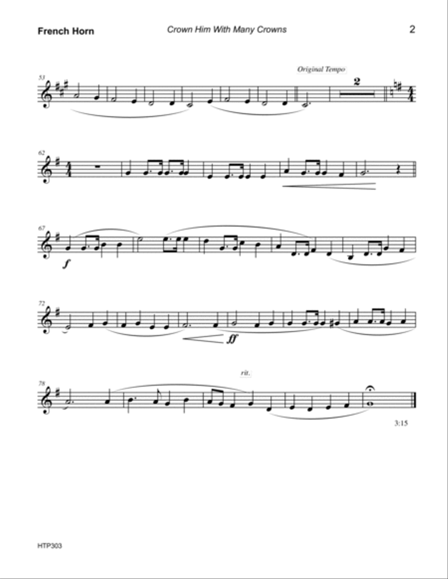 CROWN HIM WITH MANY CROWNS - HORN & TROMBONE with Piano Accompaniment Brass Ensemble scores gallery preview page 6