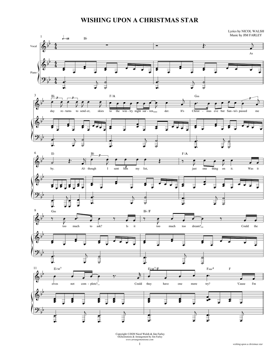 Wishing Upon A Christmas Star Piano, Vocal scores gallery preview page 1