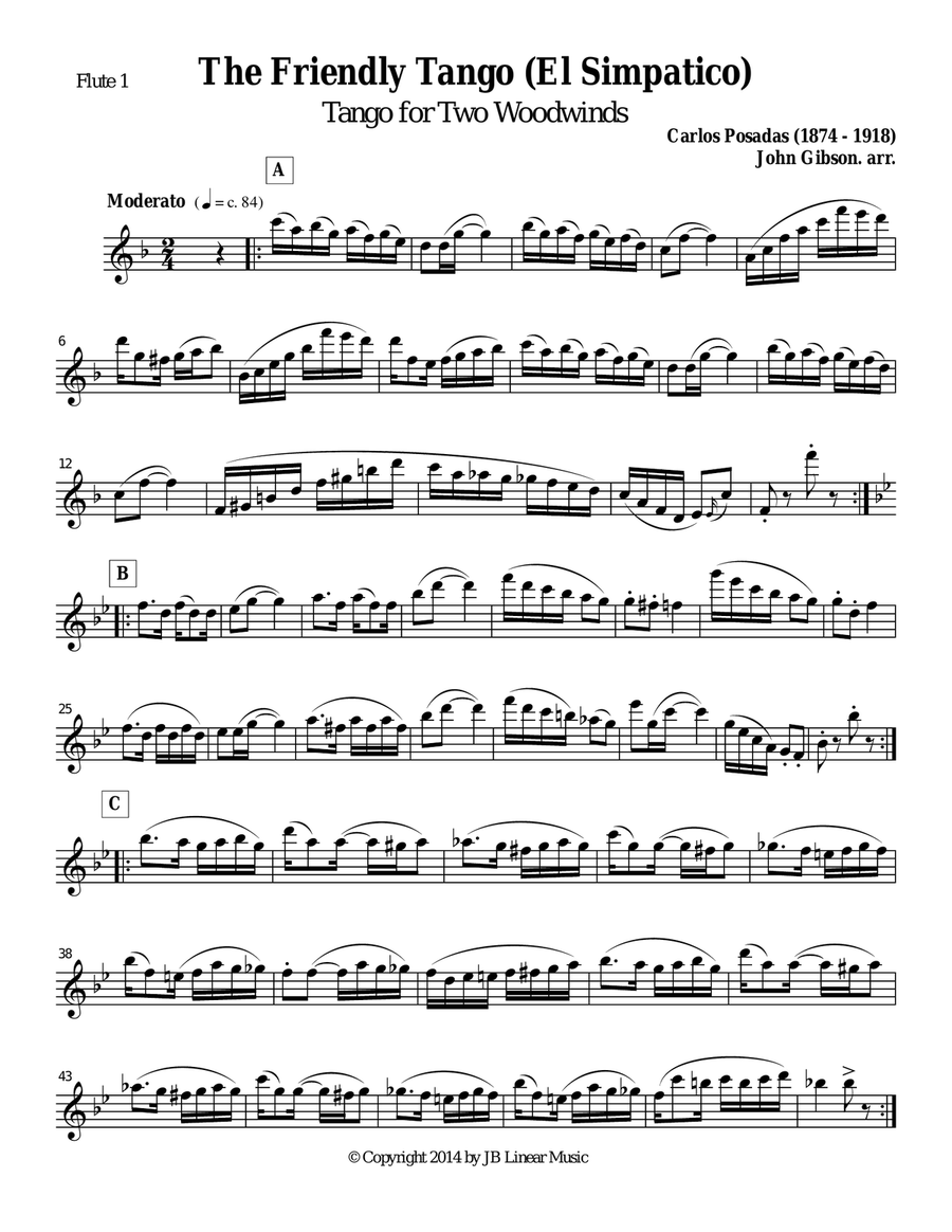 The Friendly Tango by Carlos Posadas set for flexible woodwind duets Woodwind Duet scores gallery preview page 4