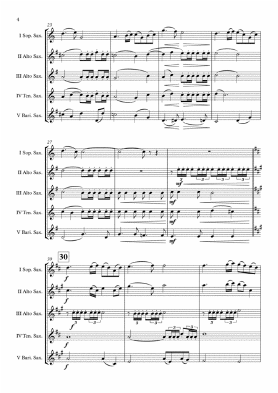 Highland Cathedral Saxophone Quintet scores gallery preview page 5