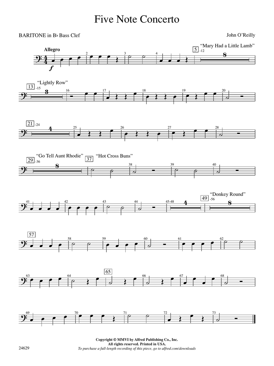 Five-Note Concerto: (World Part) B-flat Baritone B.C.