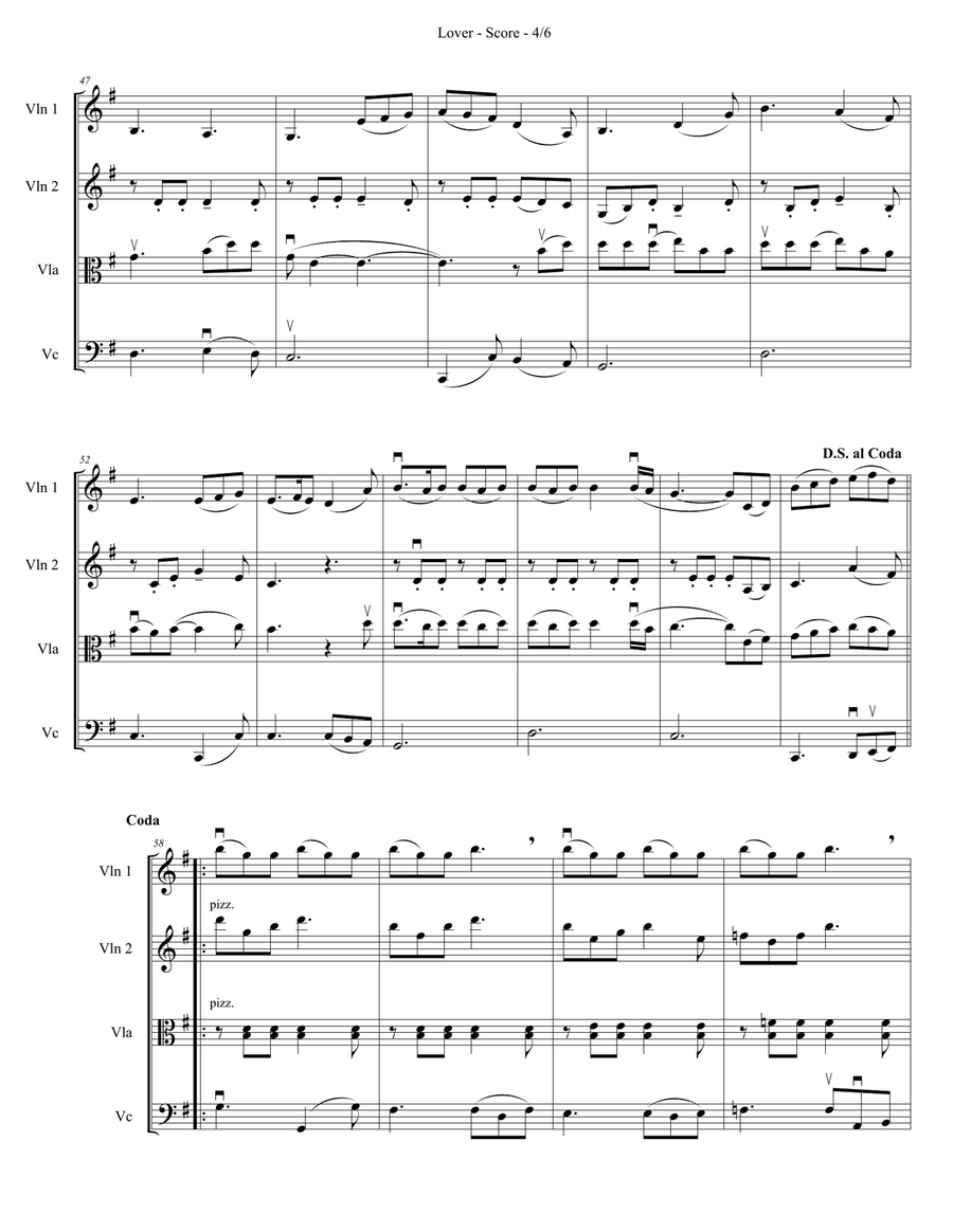 Lover String Quartet scores gallery preview page 6