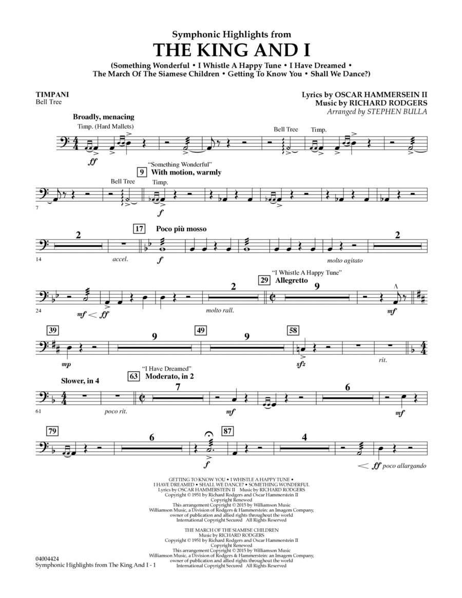 Symphonic Highlights from The King and I - Timpani Percussion scores gallery preview page 1