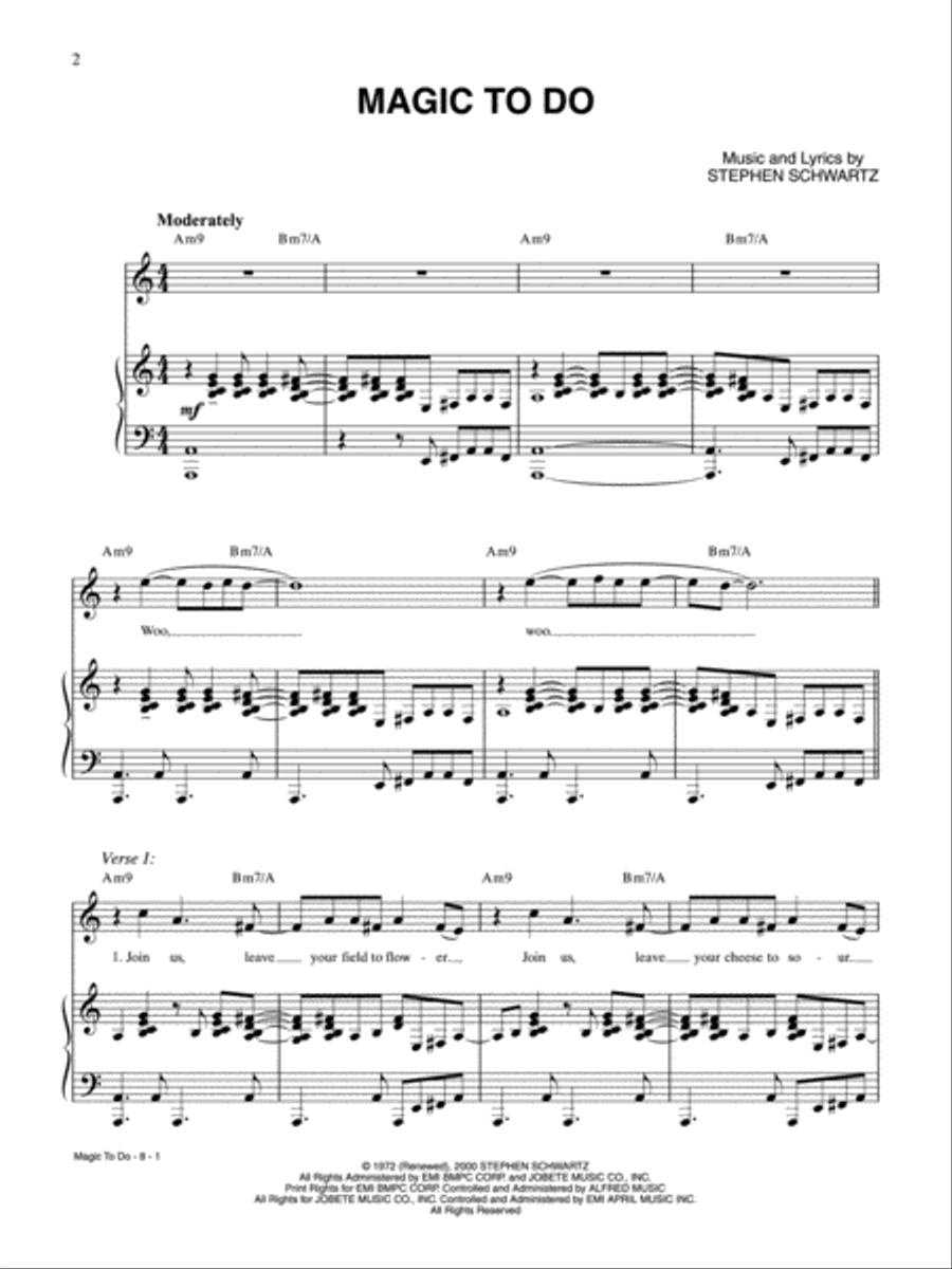 Magic to Do (from Pippin) Piano, Vocal, Guitar scores gallery preview page 1