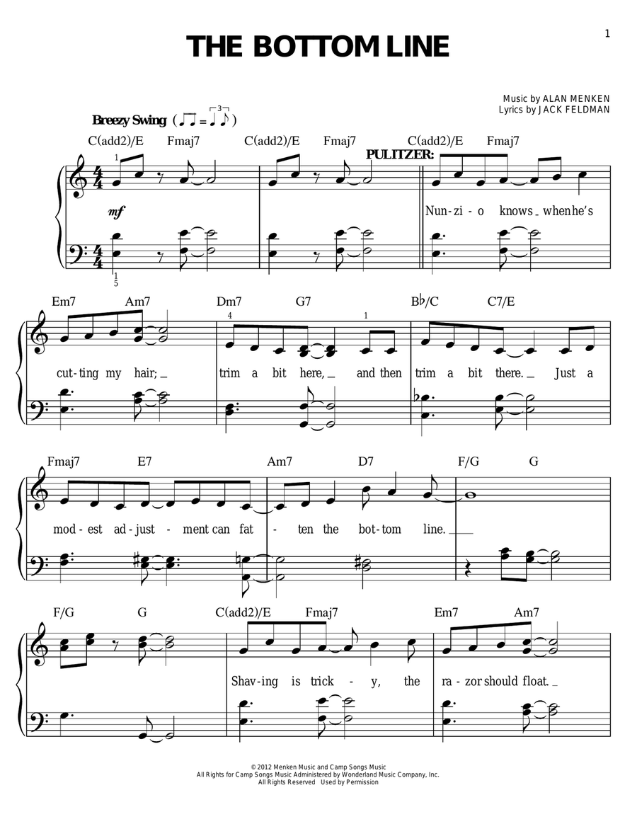 The Bottom Line Easy Piano scores gallery preview page 1
