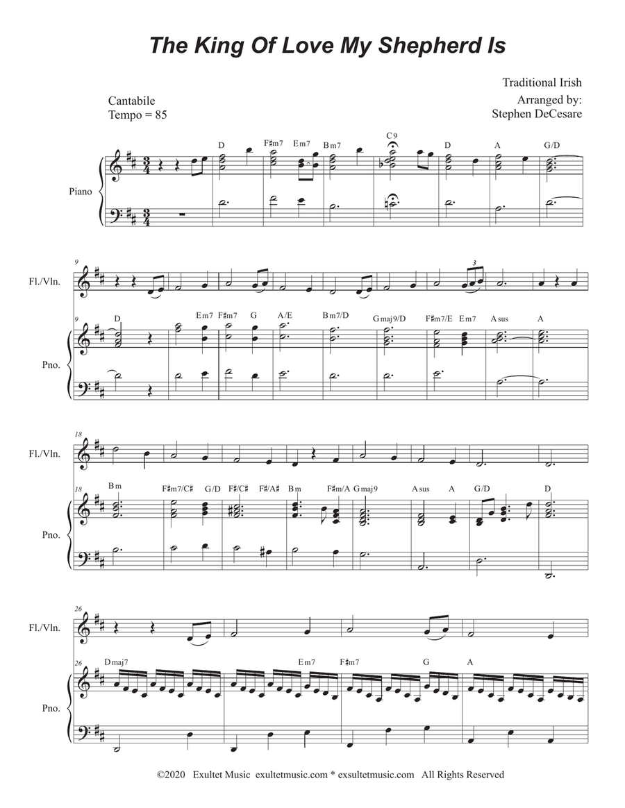 The King Of Love My Shepherd Is (Flute or Violin solo and Piano) Flute scores gallery preview page 1