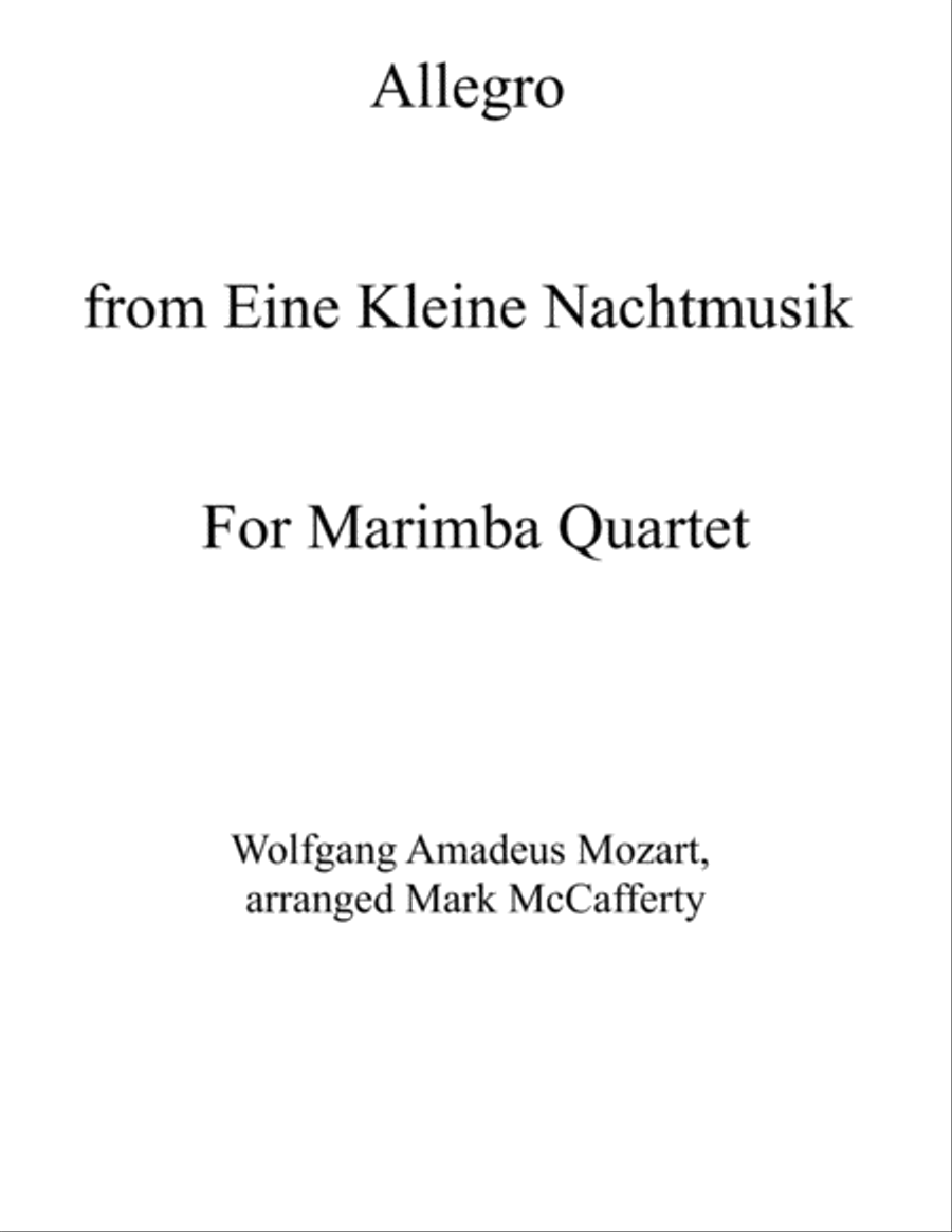 Allegro from Eine Kleine Nachtmusik for Marimba Quartet Percussion Ensemble scores gallery preview page 1