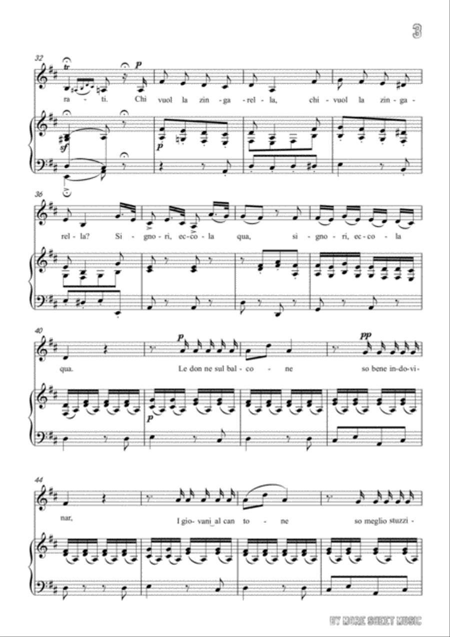 Paisiello-Chi Vuol la zingarella in D Major,for Voice and Piano Voice Solo scores gallery preview page 5