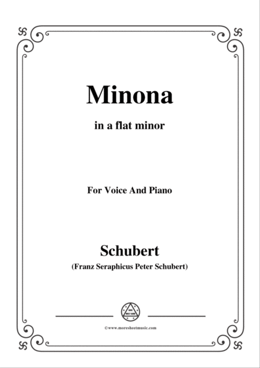 Schubert-Minona,in a flat minor,for Voice&Piano Voice scores gallery preview page 1