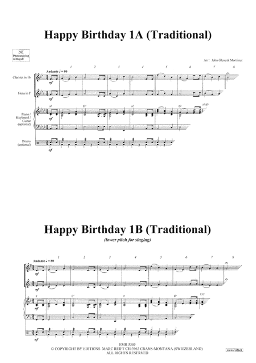Happy Birthday Happy Birthday Clarinet scores gallery preview page 3