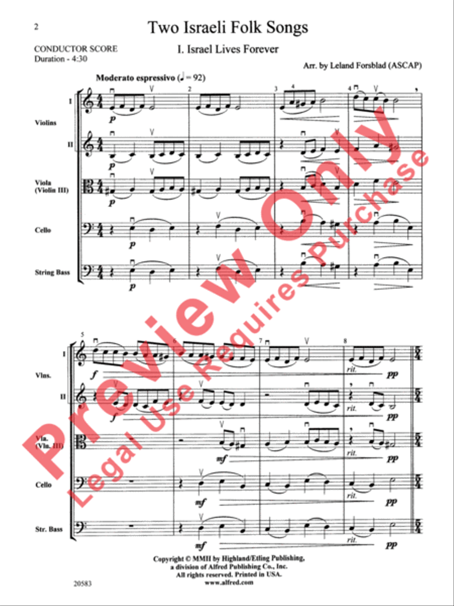 Two Israeli Folk Songs String Orchestra scores gallery preview page 2