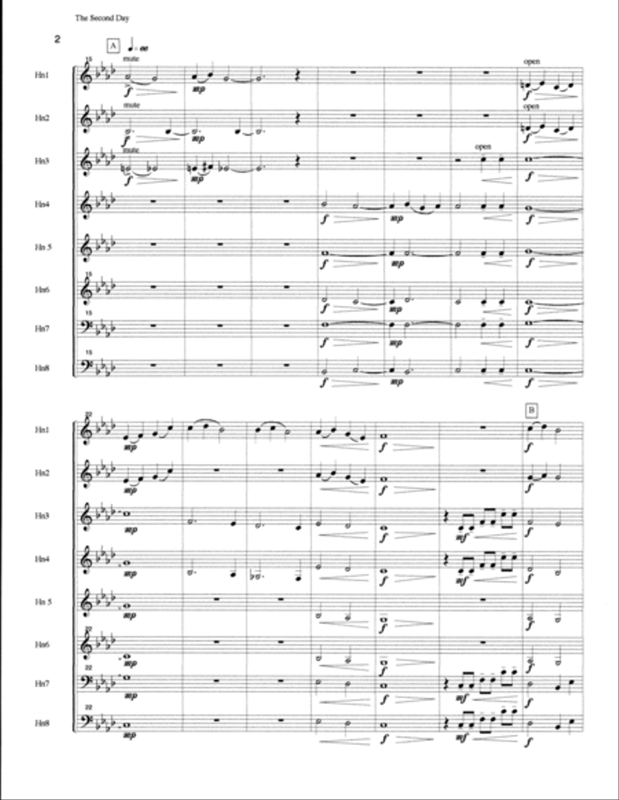 The Second Day for French Horn Octet Brass Ensemble scores gallery preview page 2