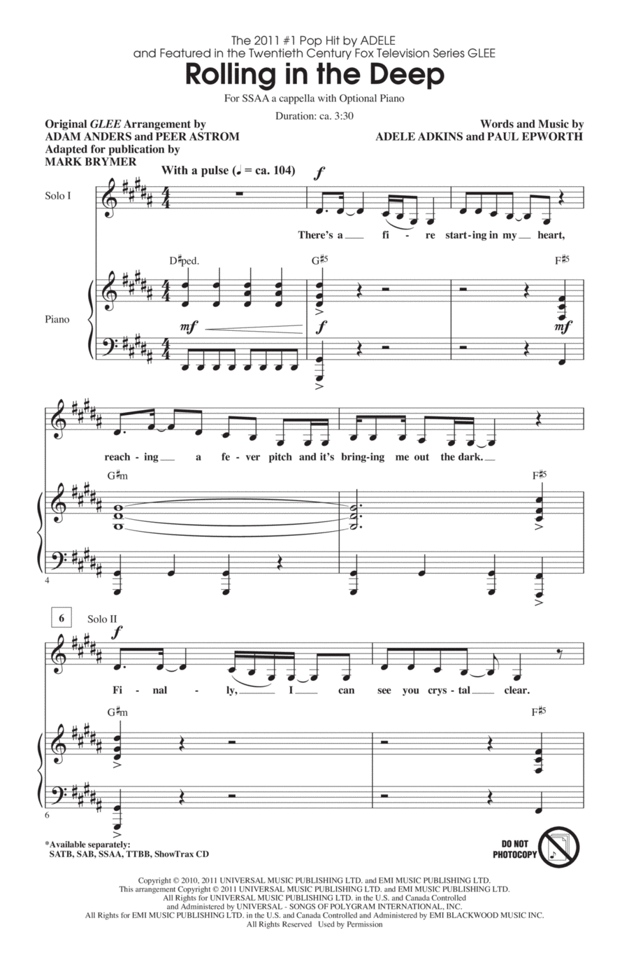Rolling In The Deep SSA scores gallery preview page 1