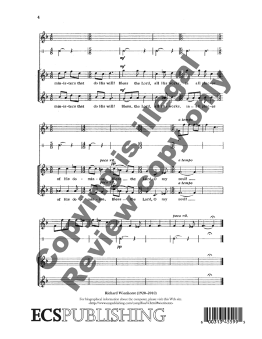 Bless the Lord, O My Soul (Psalm 103) SA scores gallery preview page 6