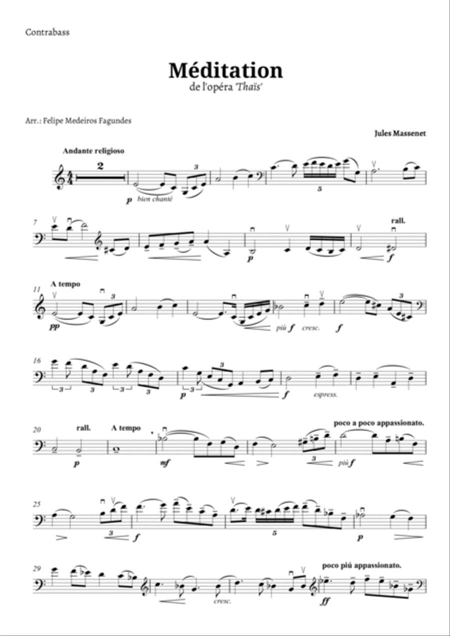 Meditation from Thais Double Bass solo and Harp Solo Tuning by