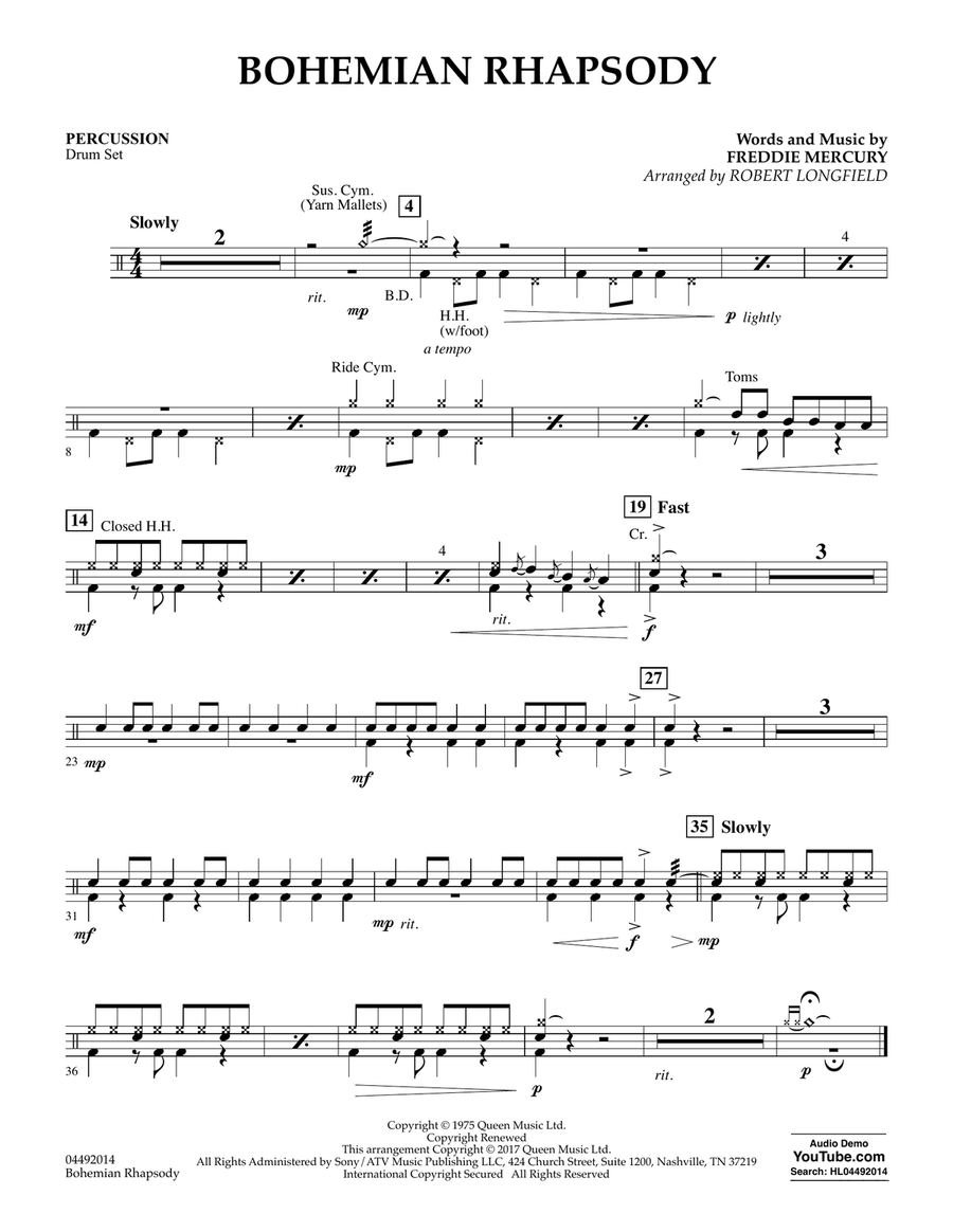 Bohemian Rhapsody - Percussion Orchestra scores gallery preview page 1