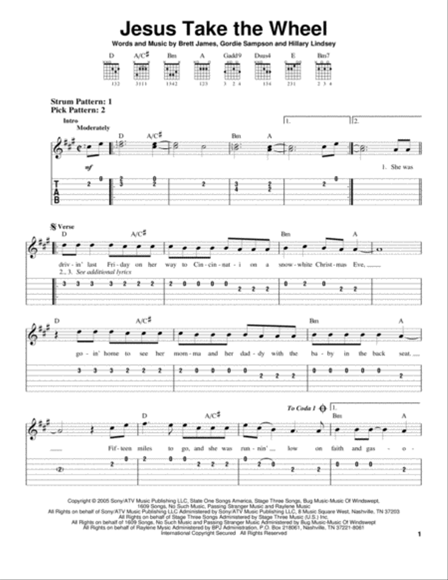 Jesus Take The Wheel Acoustic Guitar scores gallery preview page 1
