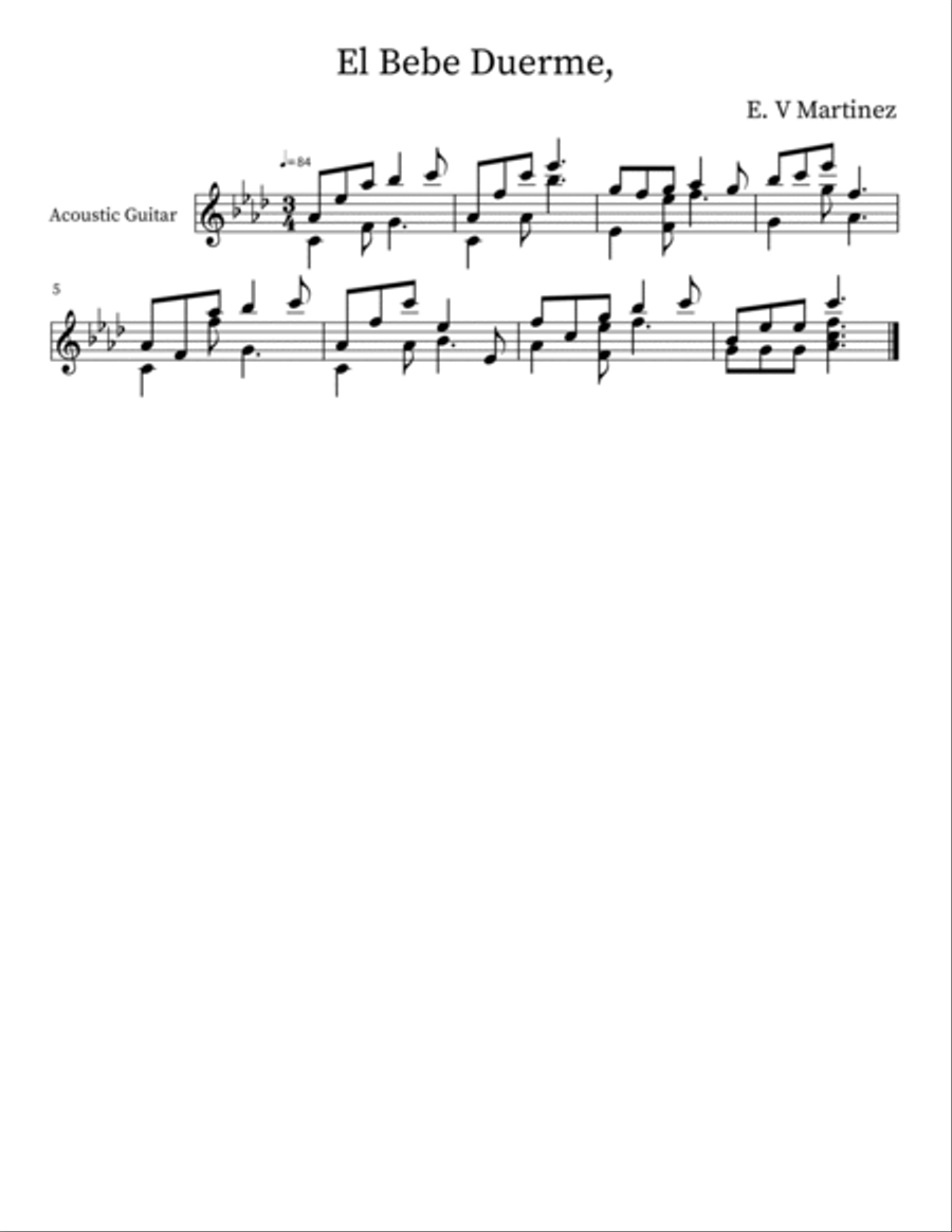 El Bebe Duerme Guitar Tablature scores gallery preview page 2