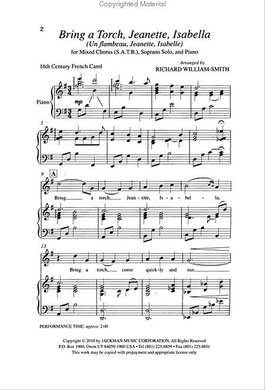 Bring a Torch, Jeanette, Isabella - SATB 4-Part scores gallery preview page 2