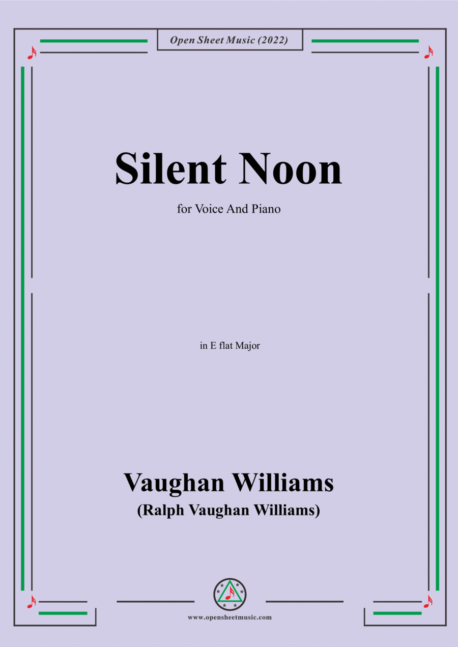 Vaughan Williams-Silent Noon,in E flat Major,for Voice and Piano Voice Solo scores gallery preview page 1