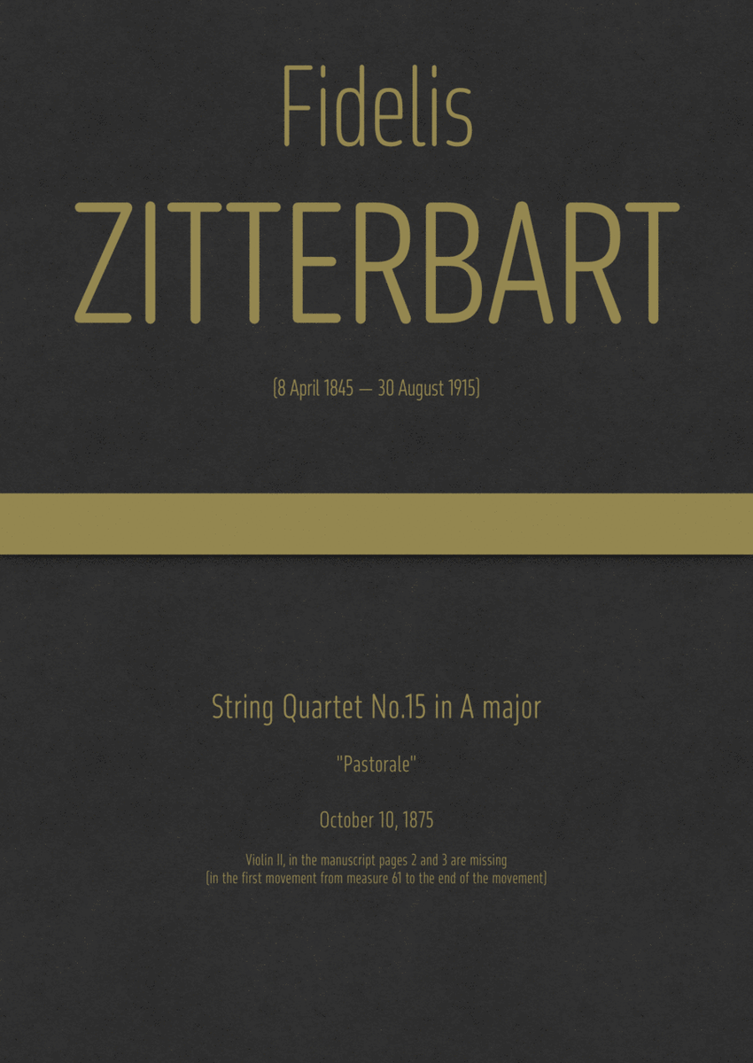 Zitterbart - String Quartet No.15 in A major, "Pastorale" image number null