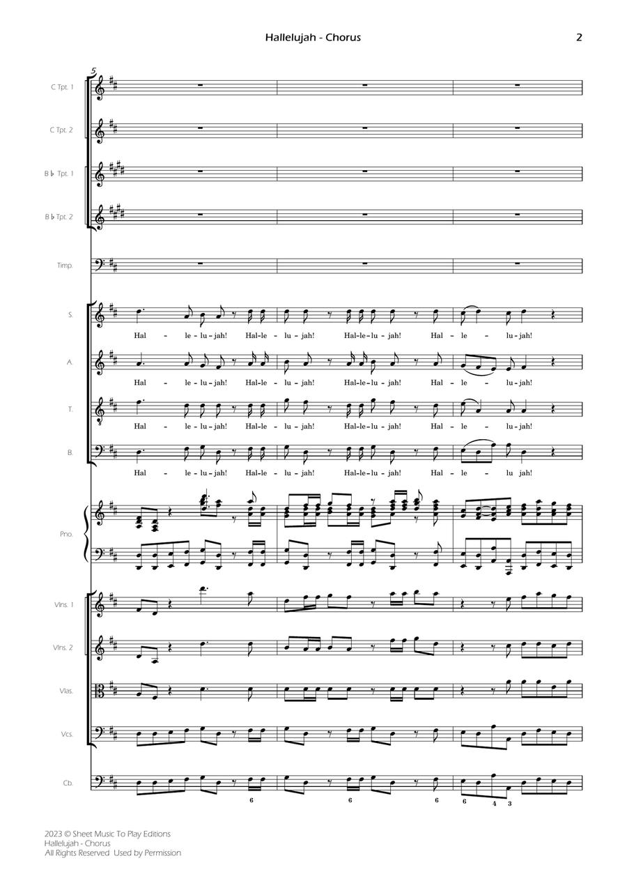Hallelujah from Handel's Messiah - Orchestra and SATB Choir (Full Score and Parts) 4-Part scores gallery preview page 4