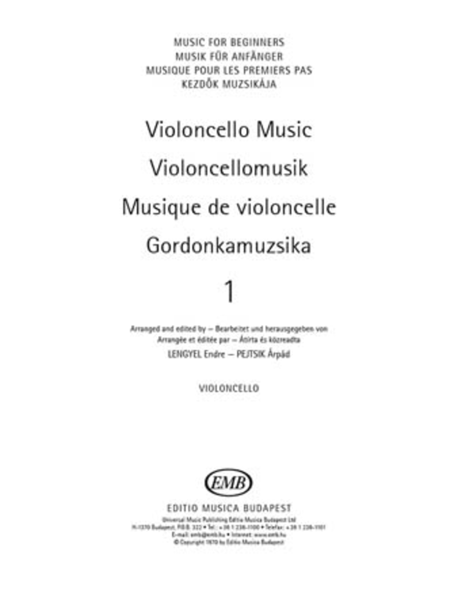 Violoncello Music For Beginners - Violoncello Part